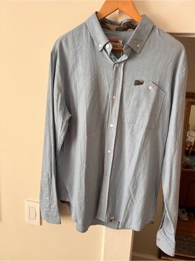 NWT Slvdr Light Blue Linen Cotton Men’s Button-Down Shirt